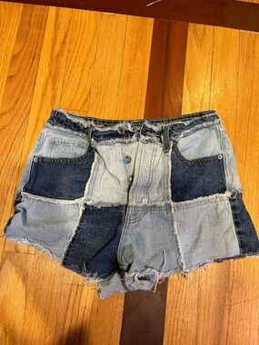 wild fable Patchwork Denim Shorts - Light Blue & Dark Blue
